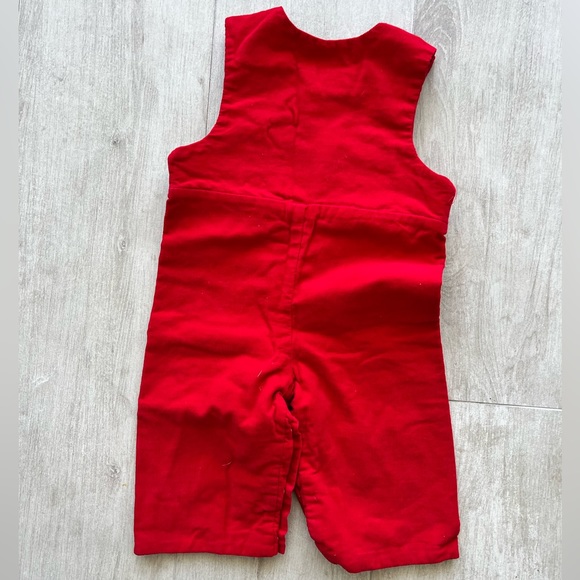 Pleats and Stitches Red Christmas Courdory Overalls 9m - Picture 4 of 5